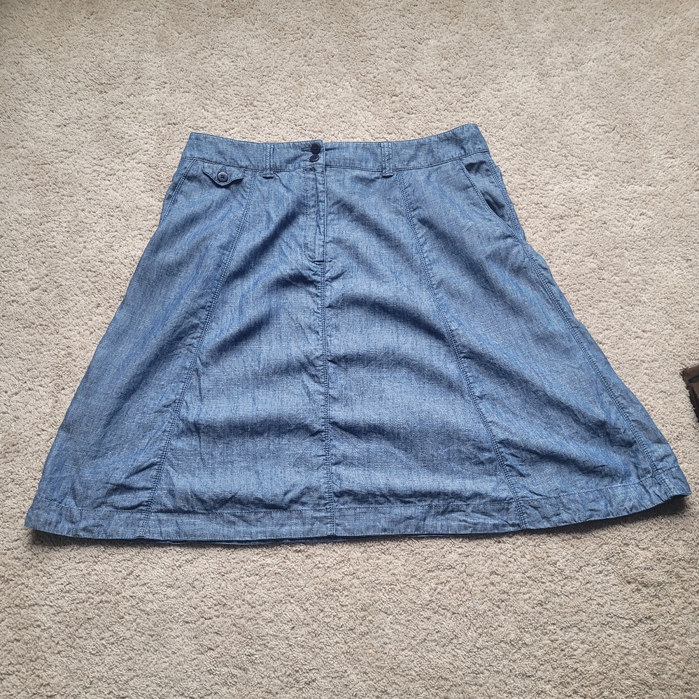 L.L. Bean Tencel/Linen A-Line Mid Rise Skirt Size 16